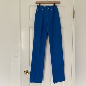 VTG Lee Riders Blue Colored Jeans Juniors 5 women’s XS high waist long Union